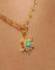 Vivian Grace Jewelry Necklace Gold Dainty Turquoise Starburst Pendant