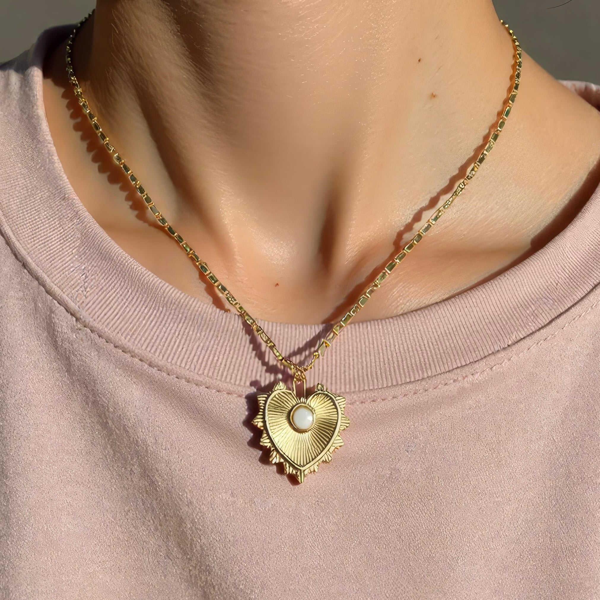 Vivian Grace Jewelry Necklace Gold Gold Filled Opal Heart Pendant
