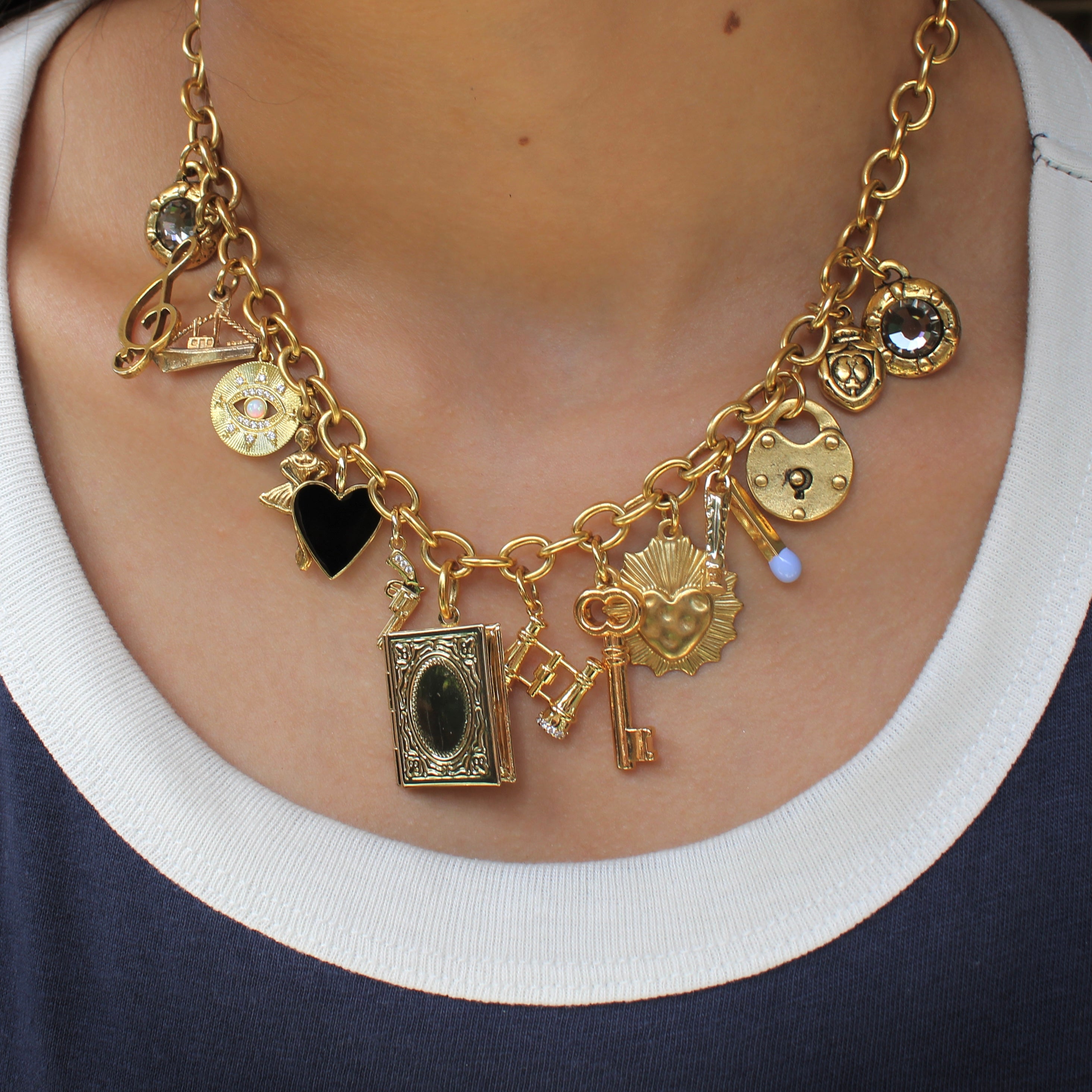 Vivian Grace Jewelry Necklace Gold Lover’s Bridge Charm Necklace