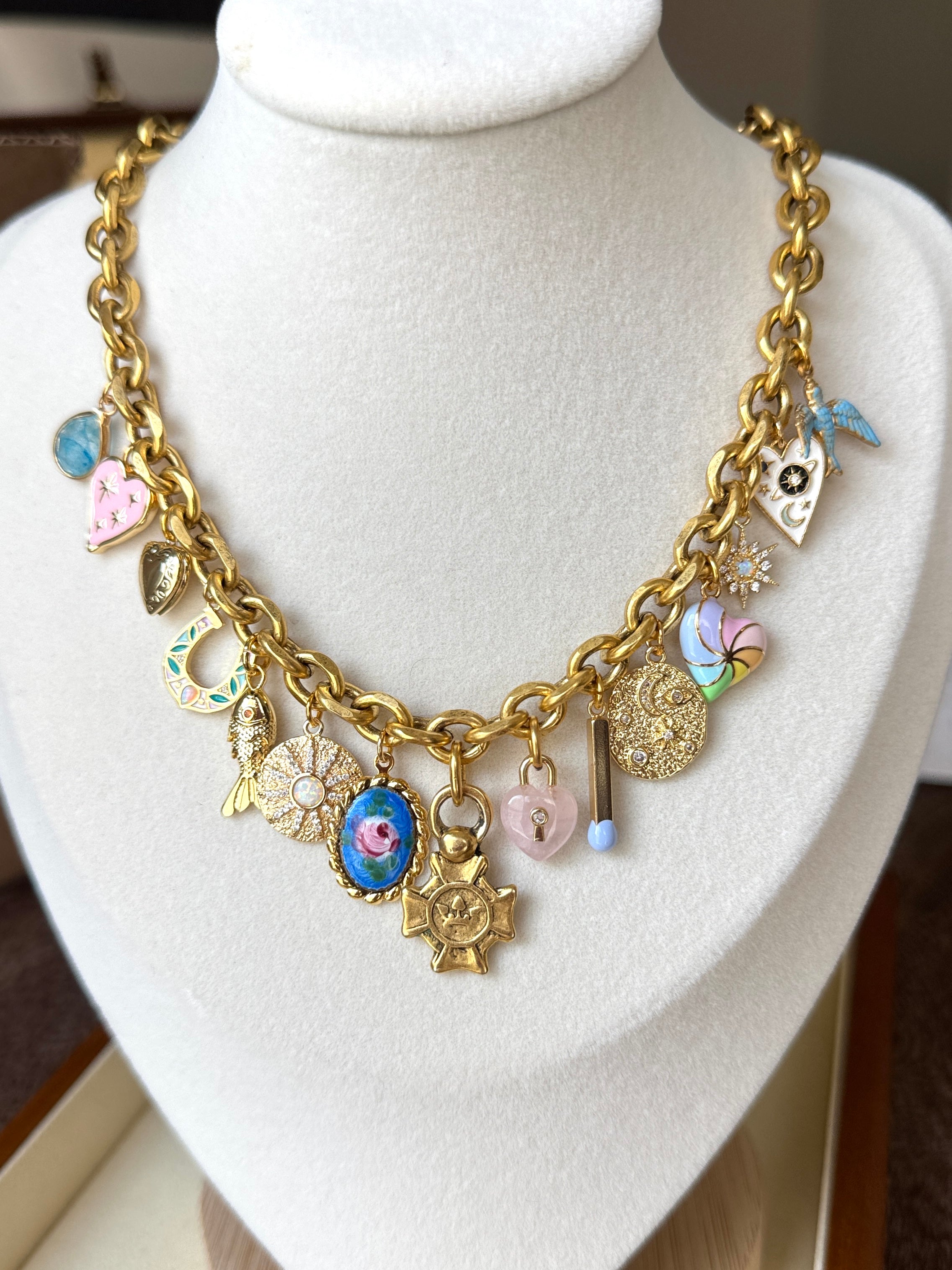 Vivian Grace Jewelry Necklace Gold Luck & Love Vintage Charm Necklace