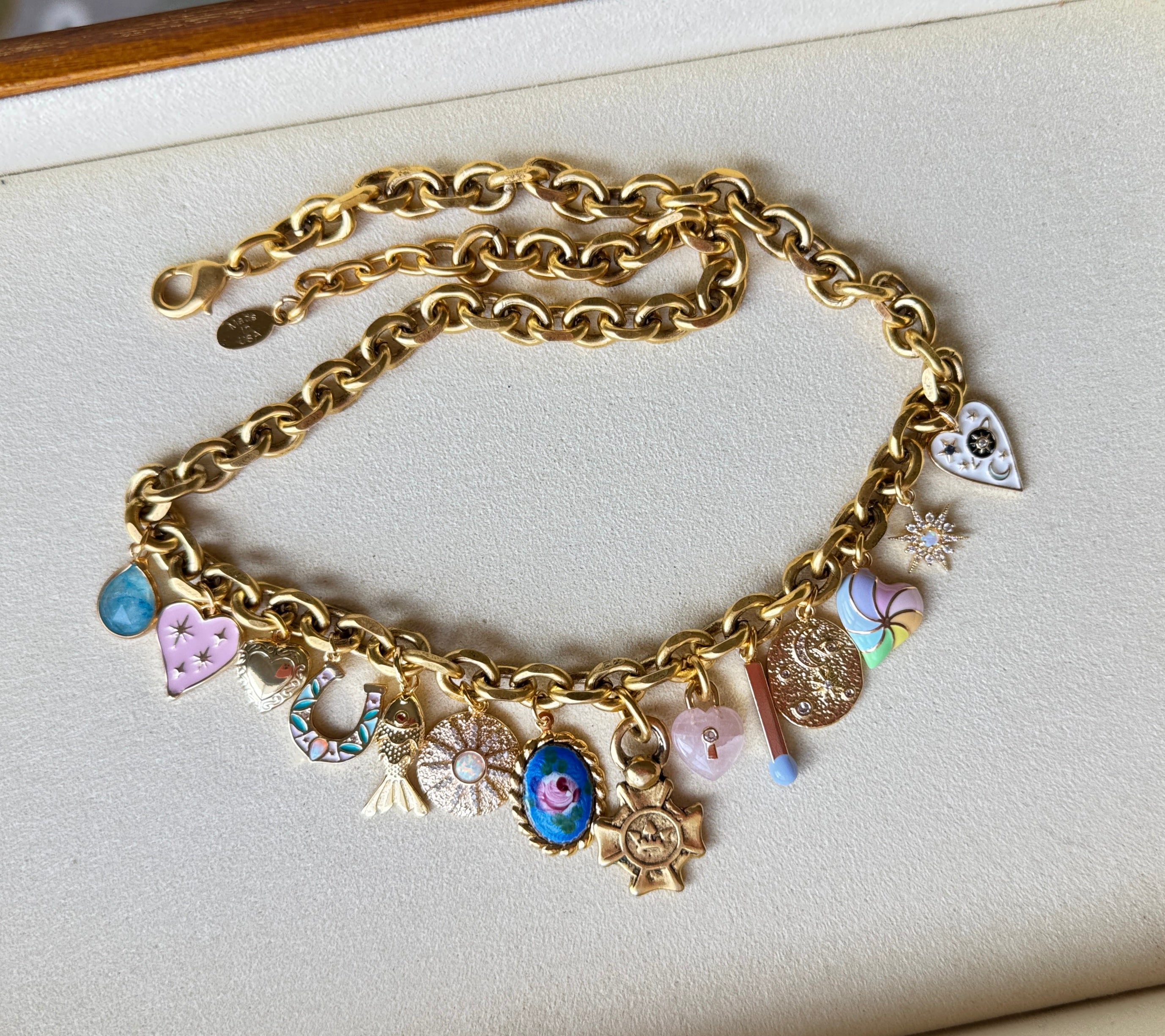 Vivian Grace Jewelry Necklace Gold Luck & Love Vintage Charm Necklace