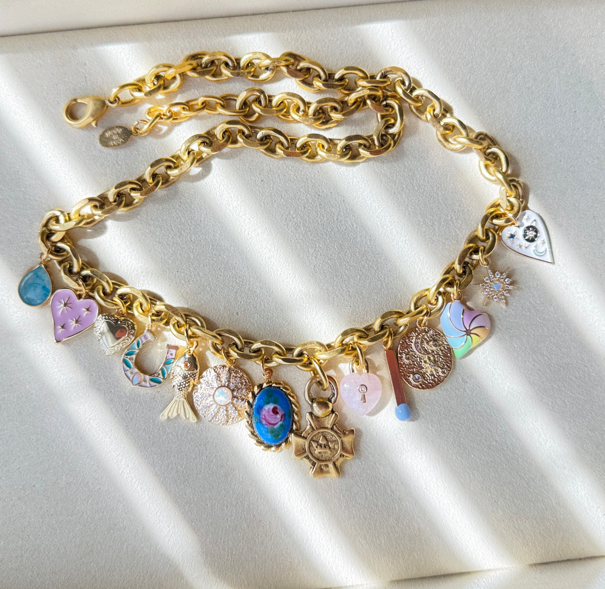 Vivian Grace Jewelry Necklace Gold Luck & Love Vintage Charm Necklace