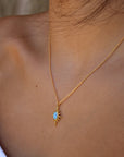 Vivian Grace Jewelry Necklace Gold OOAK Dainty Blue Opal Pendant