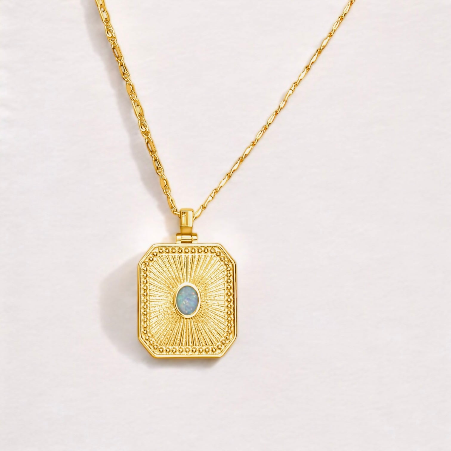 Vivian Grace Jewelry Necklace Gold Opal Sunburst Pendant