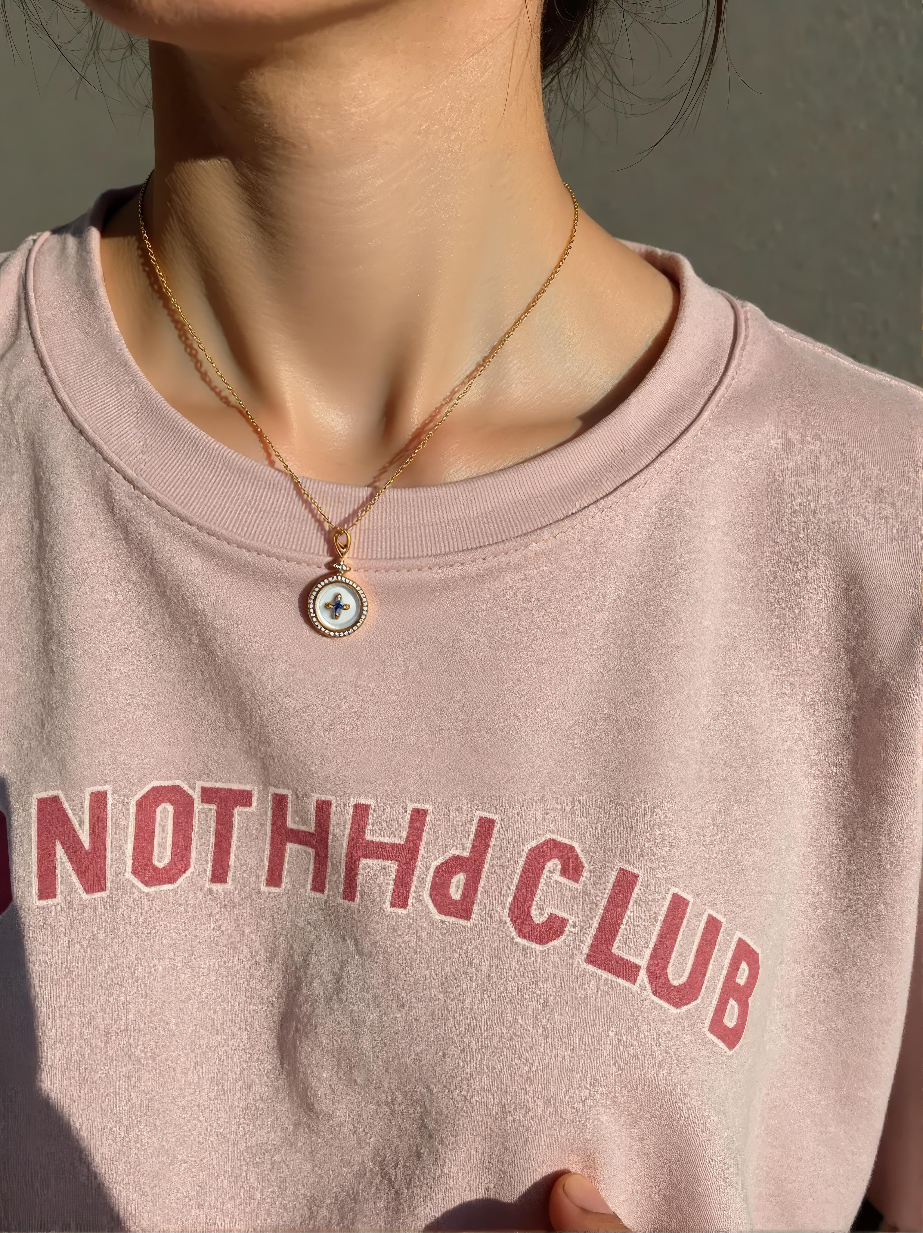 Vivian Grace Jewelry Necklace Gold Pave Enamel North Star Pendant