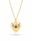 Vivian Grace Jewelry Necklace Gold Pink Crystal Puffy Heart Pendant Necklace