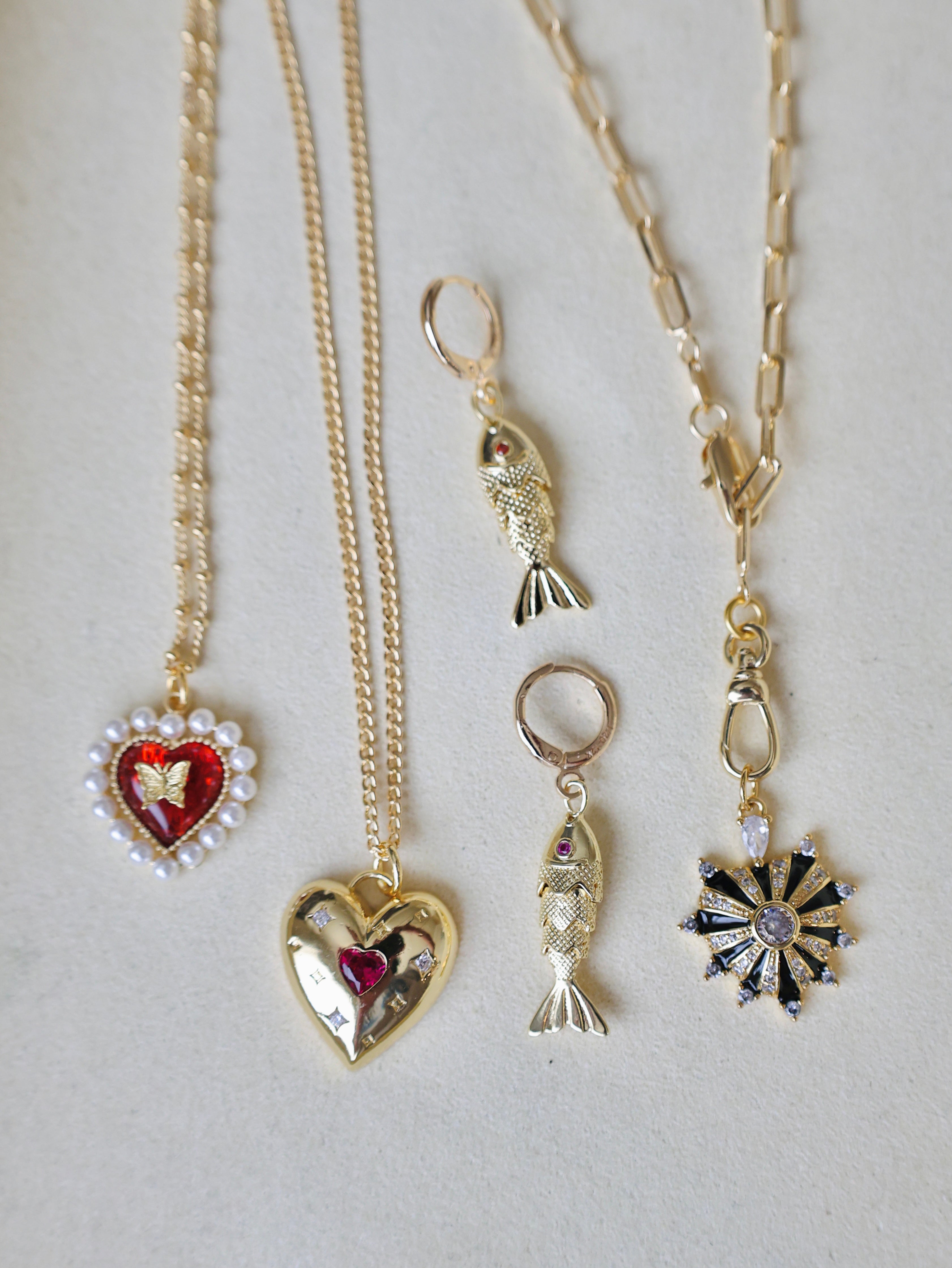 Vivian Grace Jewelry Necklace Gold Pink Crystal Puffy Heart Pendant Necklace