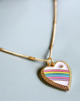 Vivian Grace Jewelry Necklace Gold Rainbow Enamel Heart Pendant