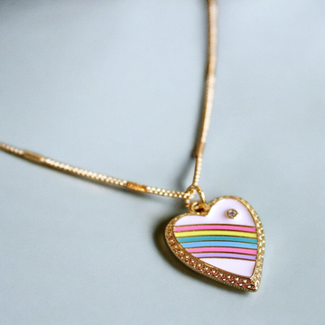 Vivian Grace Jewelry Necklace Gold Rainbow Enamel Heart Pendant