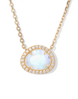 Vivian Grace Jewelry Necklace Gold Skye Halo Moonstone Necklace