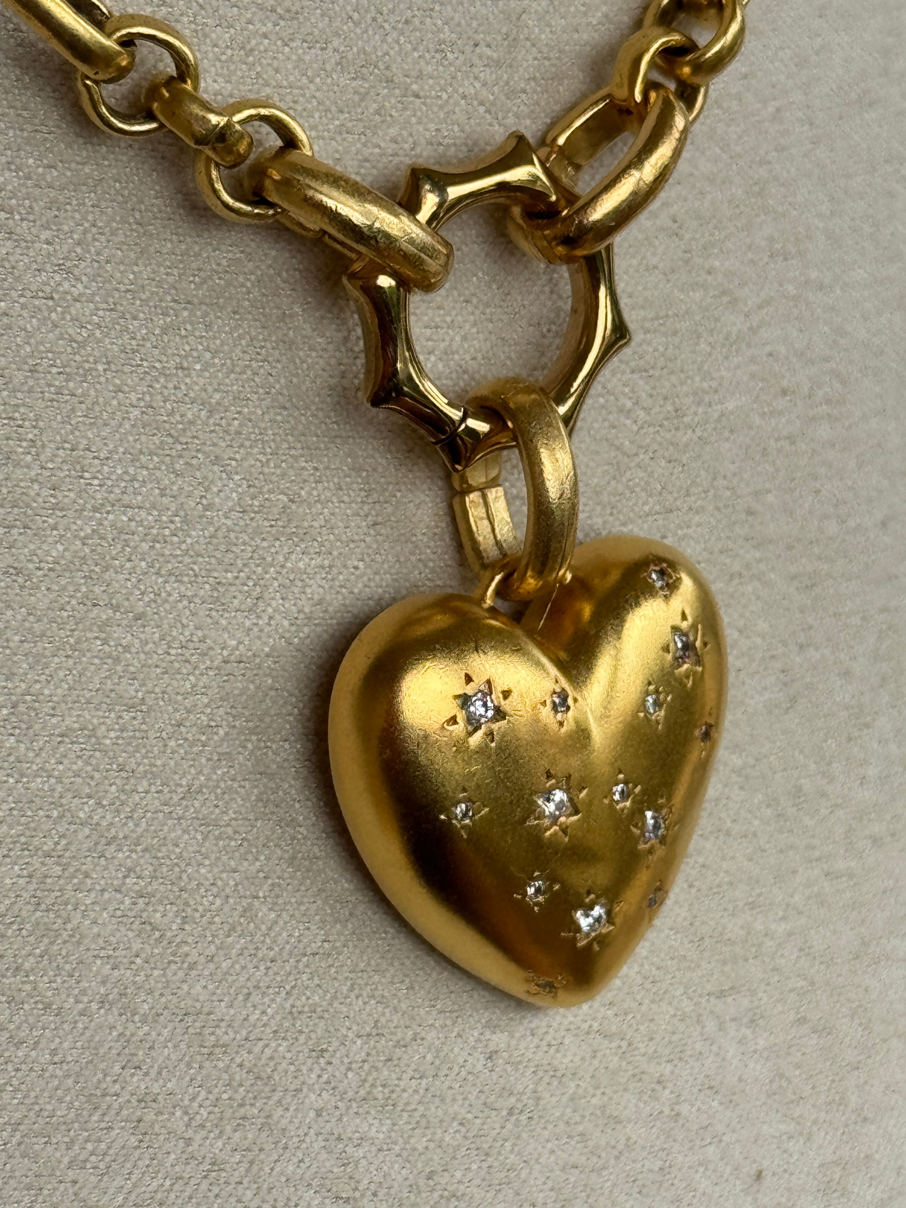 Vivian Grace Jewelry Necklace Gold Starry Gold Heart Charm Holder Necklace- Antiqued Gold