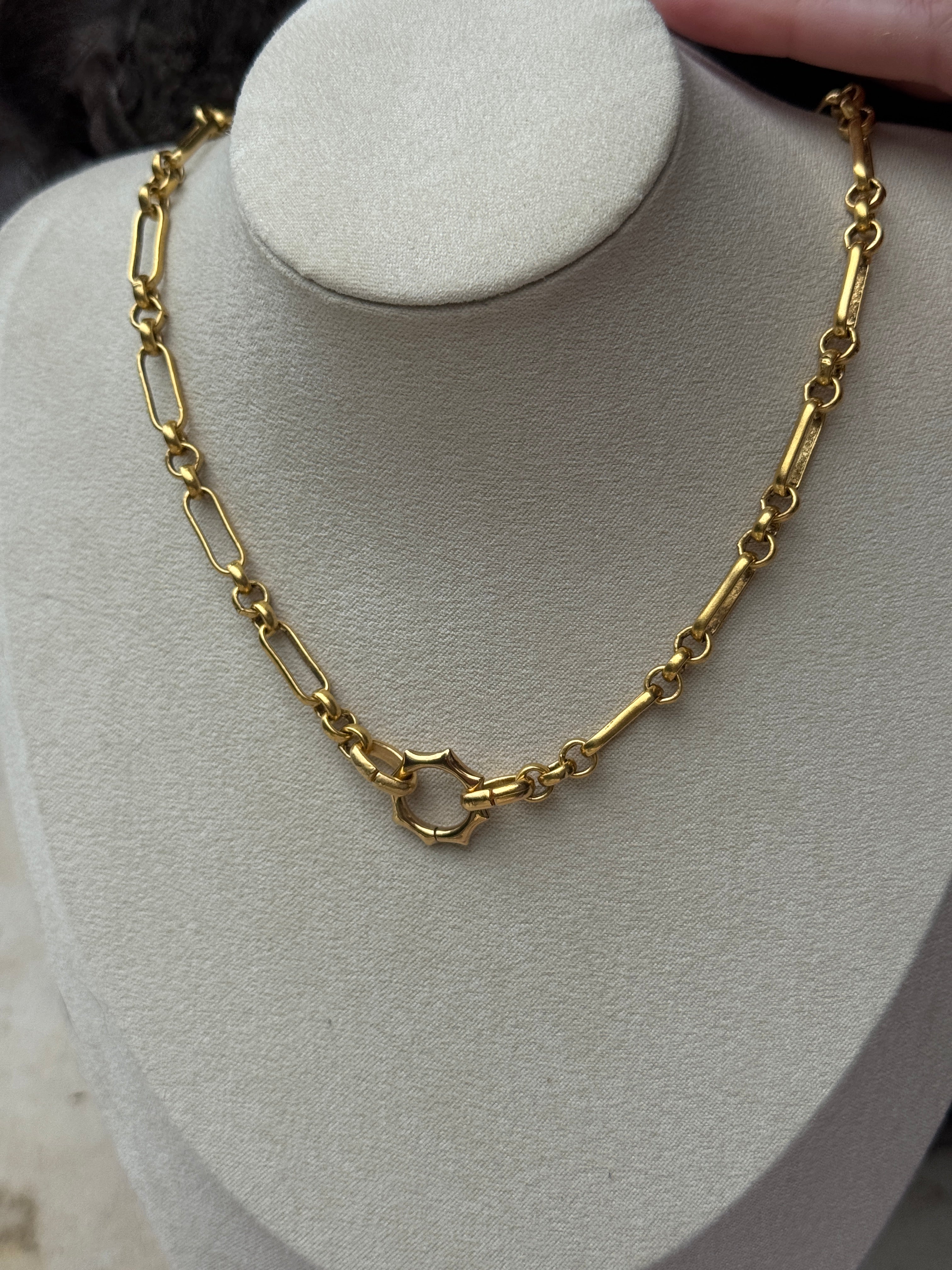 Vivian Grace Jewelry Necklace Gold Starry Gold Heart Charm Holder Necklace- Antiqued Gold