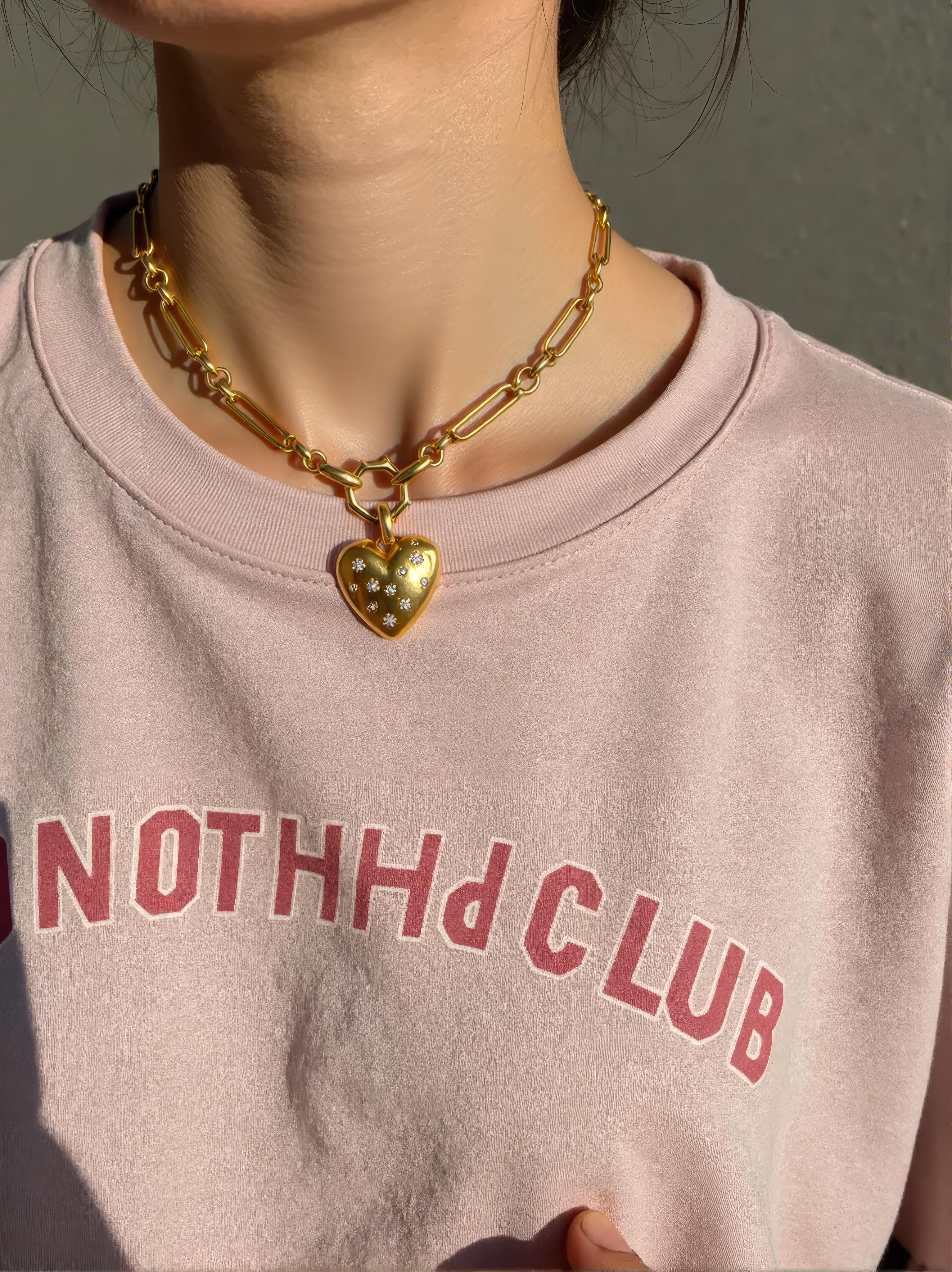 Vivian Grace Jewelry Necklace Gold Starry Gold Heart Charm Holder Necklace- Antiqued Gold