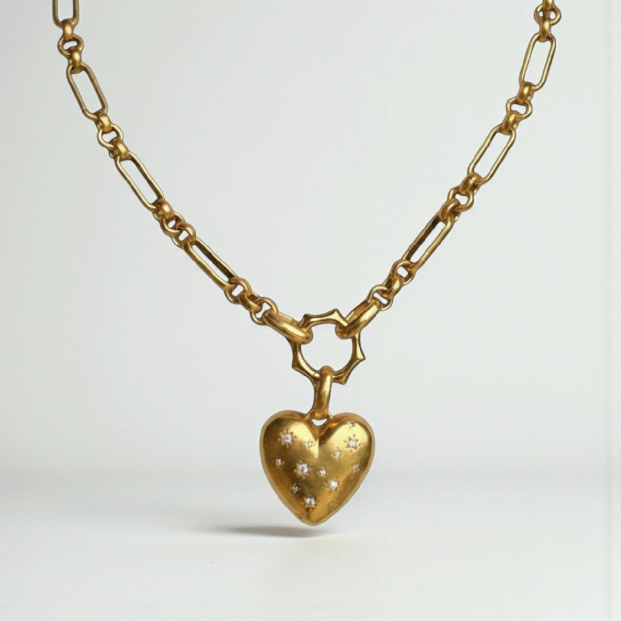Vivian Grace Jewelry Necklace Gold Starry Gold Heart Charm Holder Necklace- Antiqued Gold