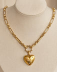 Vivian Grace Jewelry Necklace Gold Starry Heart Chunky Pendant Necklace- Antiqued Gold
