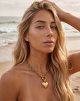 Vivian Grace Jewelry Necklace Gold Starry Heart Chunky Pendant Necklace- Antiqued Gold