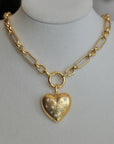 Vivian Grace Jewelry Necklace Gold Starry Heart Chunky Pendant Necklace- Antiqued Gold