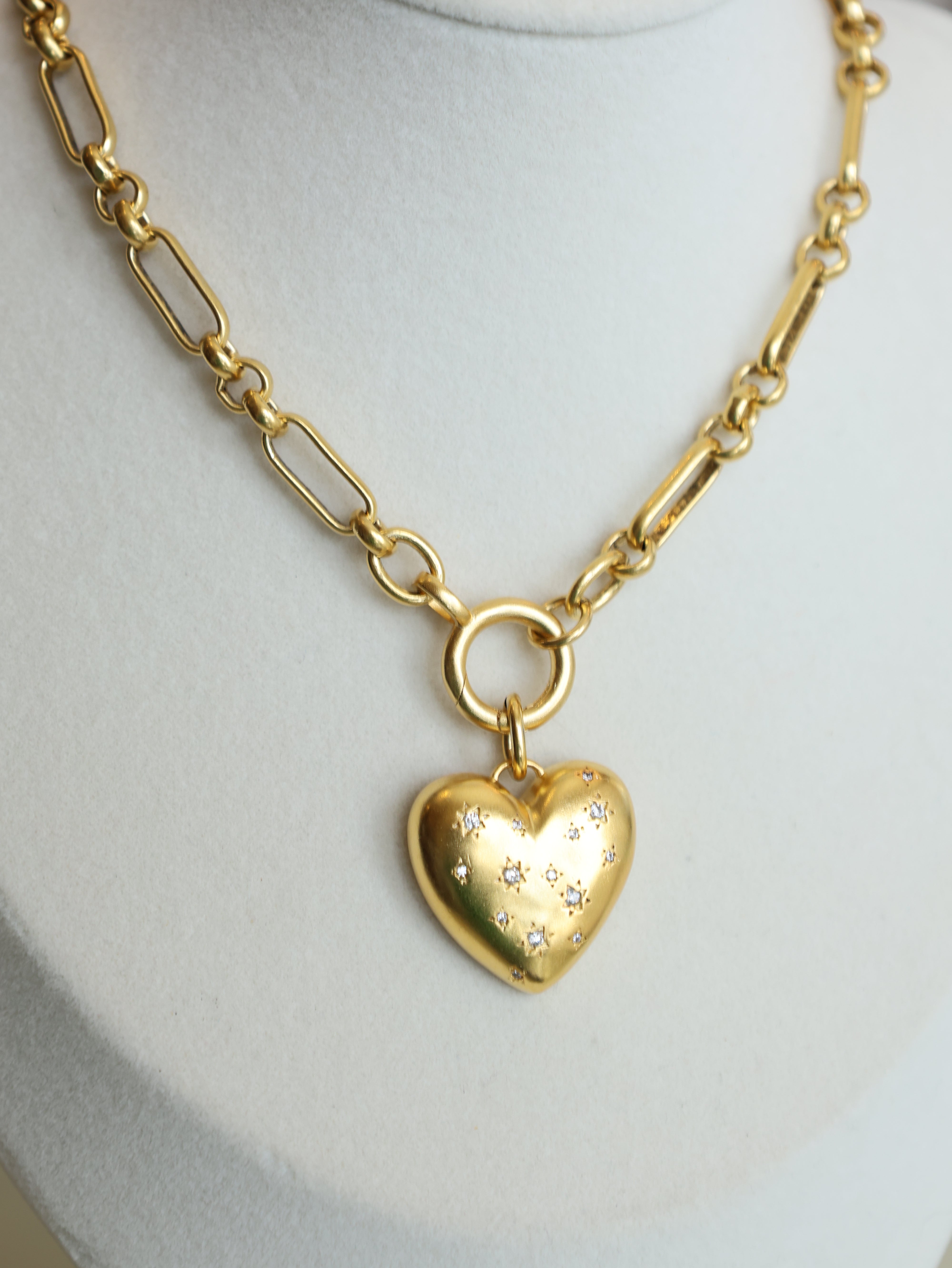 Vivian Grace Jewelry Necklace Gold Starry Heart Chunky Pendant Necklace- Antiqued Gold