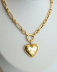 Vivian Grace Jewelry Necklace Gold Starry Heart Chunky Pendant Necklace- Antiqued Gold