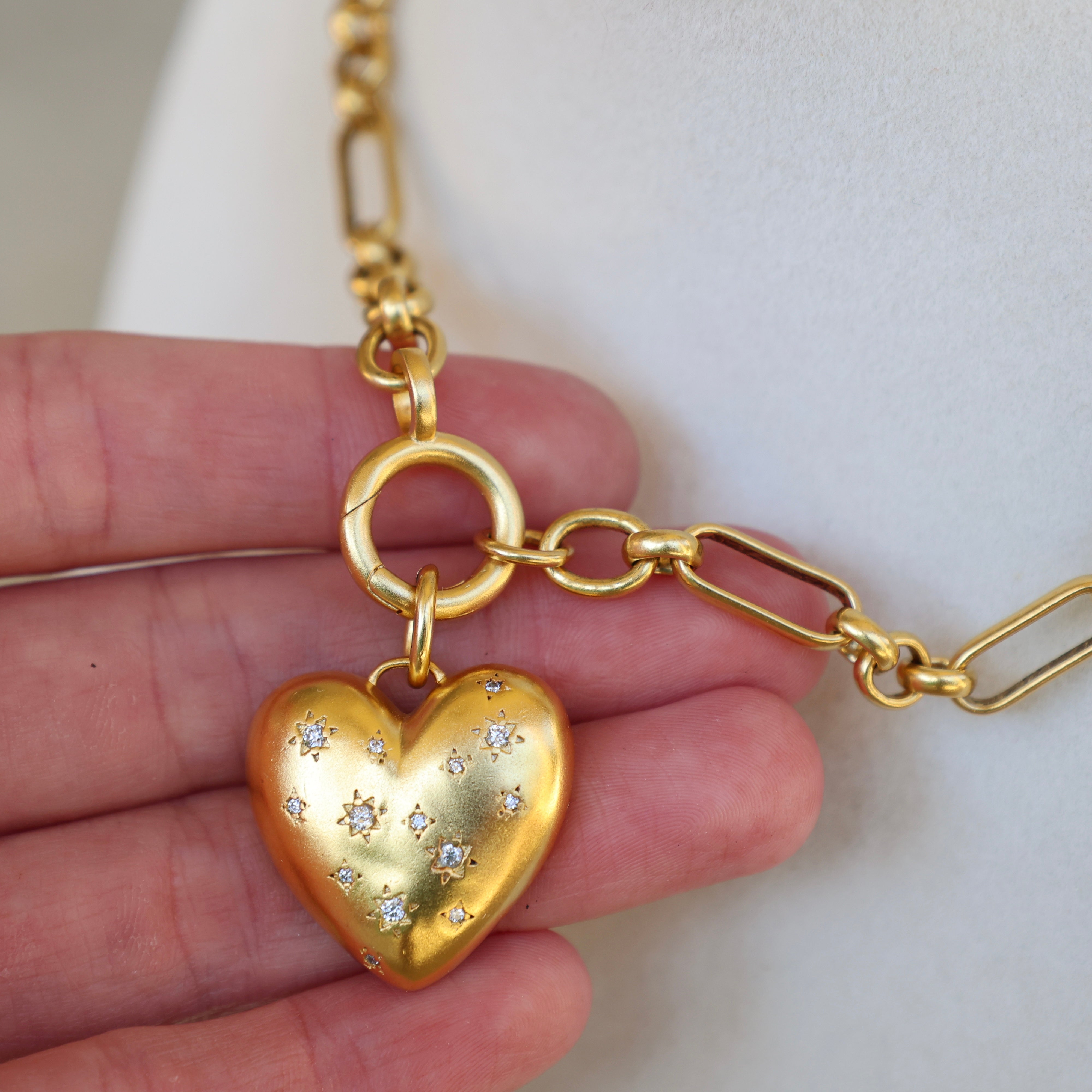 Vivian Grace Jewelry Necklace Gold Starry Heart Chunky Pendant Necklace- Antiqued Gold