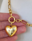 Vivian Grace Jewelry Necklace Gold Starry Heart Chunky Pendant Necklace- Antiqued Gold