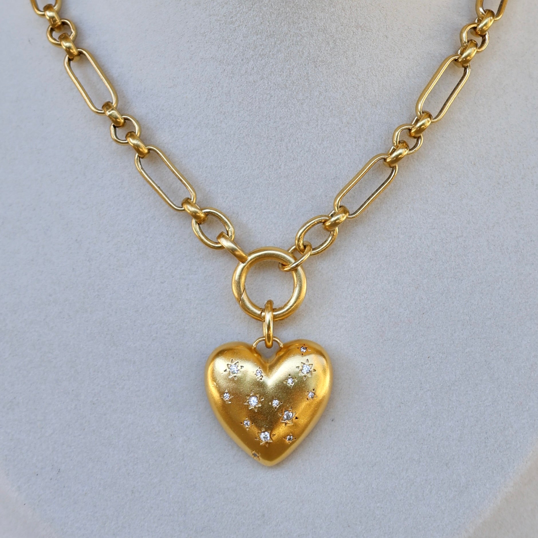 Vivian Grace Jewelry Necklace Gold Starry Heart Chunky Pendant Necklace- Antiqued Gold