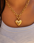 Vivian Grace Jewelry Necklace Gold Starry Heart Chunky Pendant Necklace- Antiqued Gold