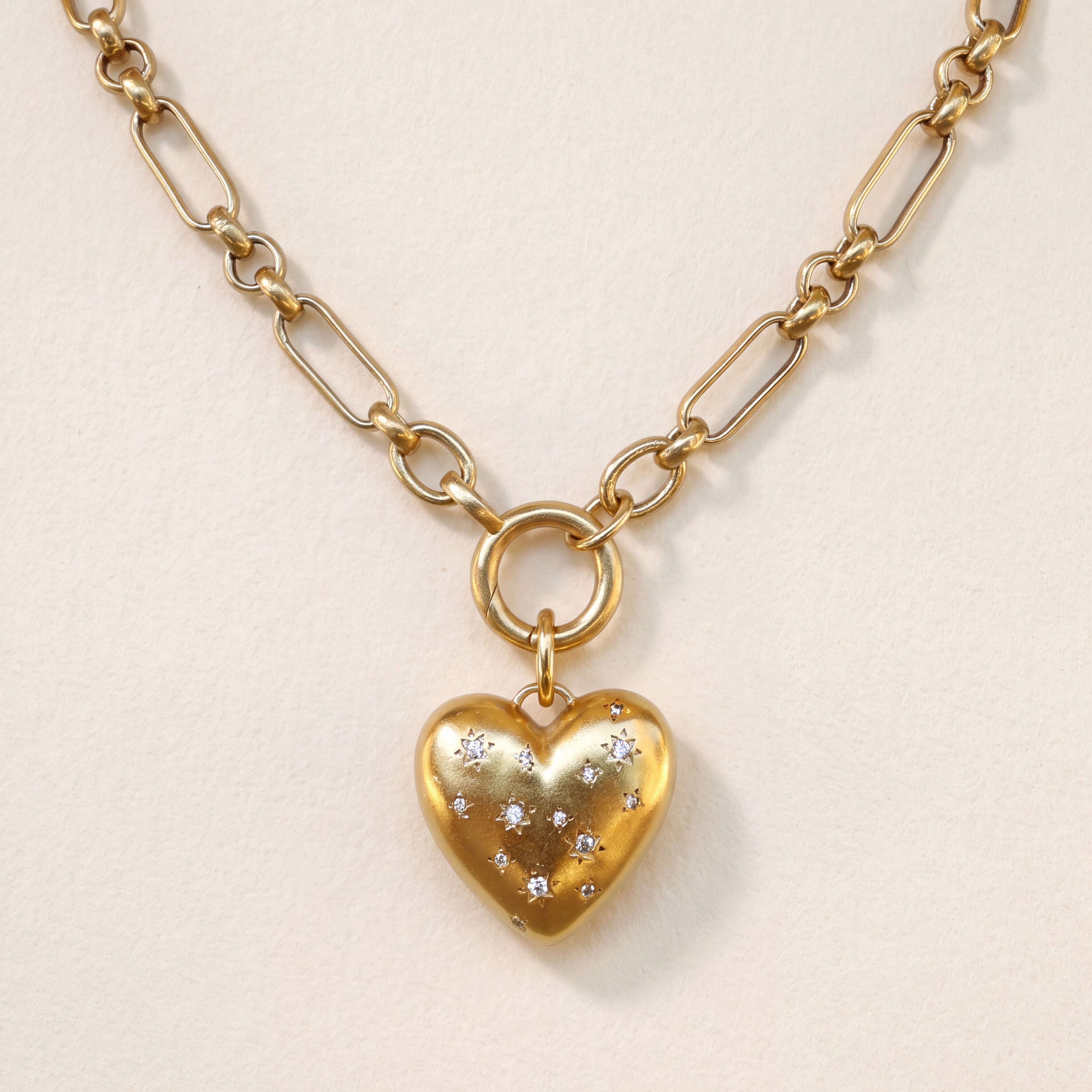 Vivian Grace Jewelry Necklace Gold Starry Heart Chunky Pendant Necklace- Antiqued Gold