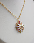 Vivian Grace Jewelry Necklace Gold The Guilded Pink and White Enamel Heart Pendant