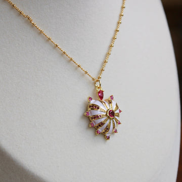 Vivian Grace Jewelry Necklace Gold The Guilded Pink and White Enamel Heart Pendant