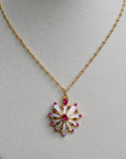 Vivian Grace Jewelry Necklace Gold The Guilded Pink and White Enamel Heart Pendant