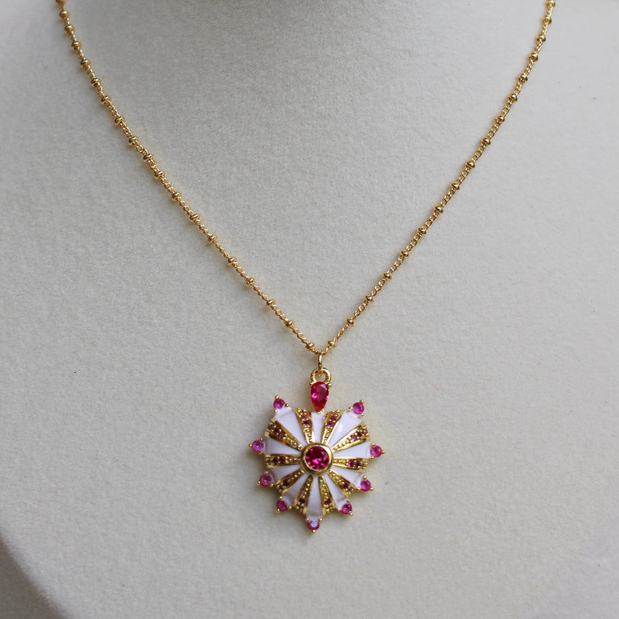 Vivian Grace Jewelry Necklace Gold The Guilded Pink and White Enamel Heart Pendant