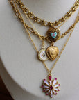 Vivian Grace Jewelry Necklace Gold The Guilded Pink and White Enamel Heart Pendant