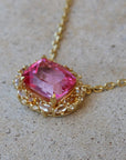 Vivian Grace Jewelry Necklace Gold The Poppy Necklace - Antique Cushion- Pink Topaz and Citrine