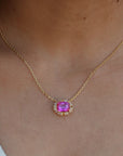 Vivian Grace Jewelry Necklace Gold The Poppy Necklace - Antique Cushion- Pink Topaz and Citrine