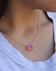 Vivian Grace Jewelry Necklace Gold The Poppy Necklace - Antique Cushion- Pink Topaz and Citrine