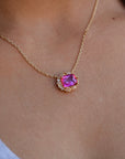 Vivian Grace Jewelry Necklace Gold The Poppy Necklace - Antique Cushion- Pink Topaz and Citrine