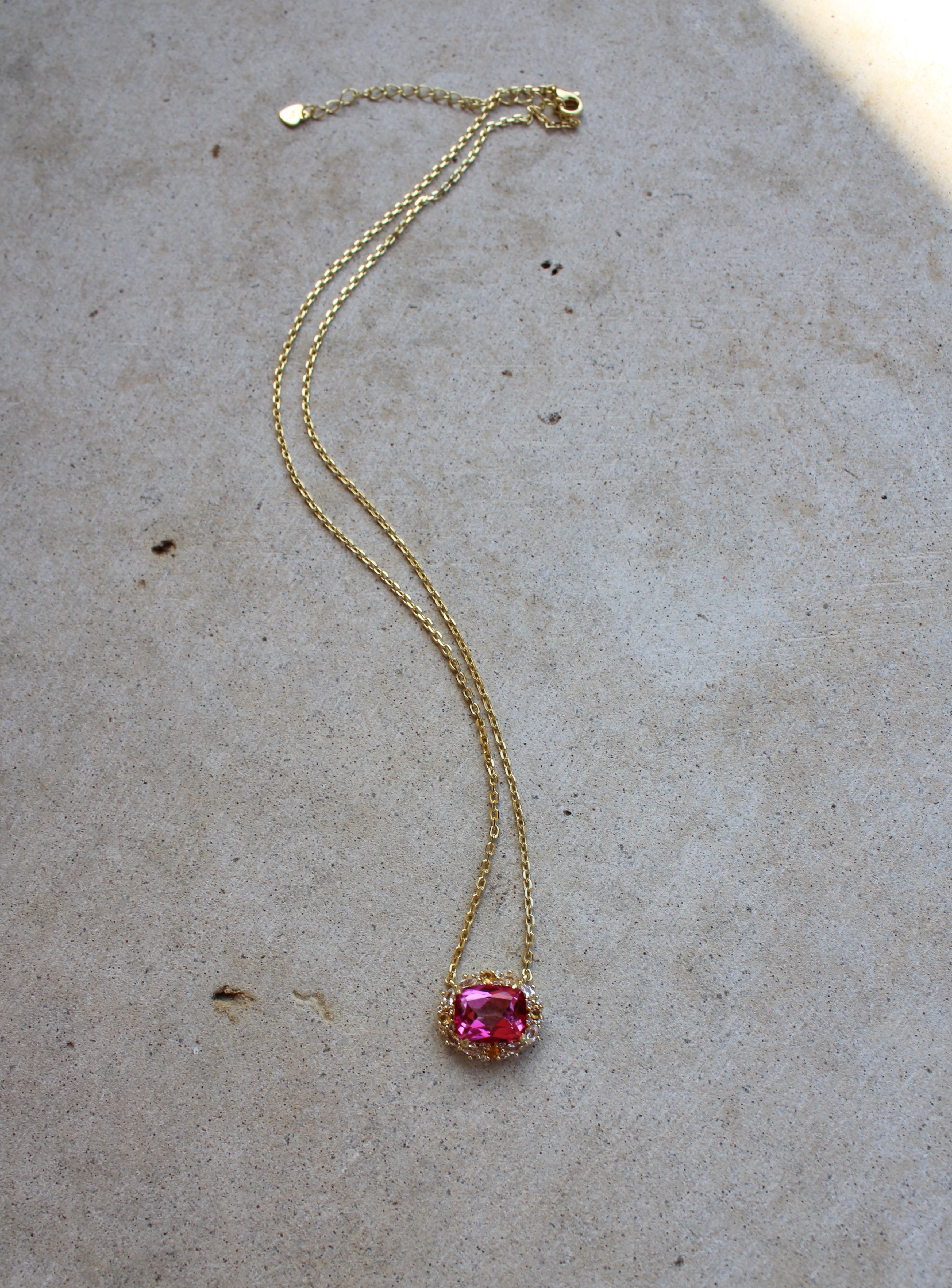 Vivian Grace Jewelry Necklace Gold The Poppy Necklace - Antique Cushion- Pink Topaz and Citrine