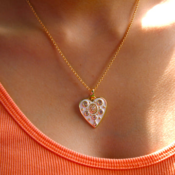 Vivian Grace Jewelry Necklace Gold White Enamel Heart Pendant