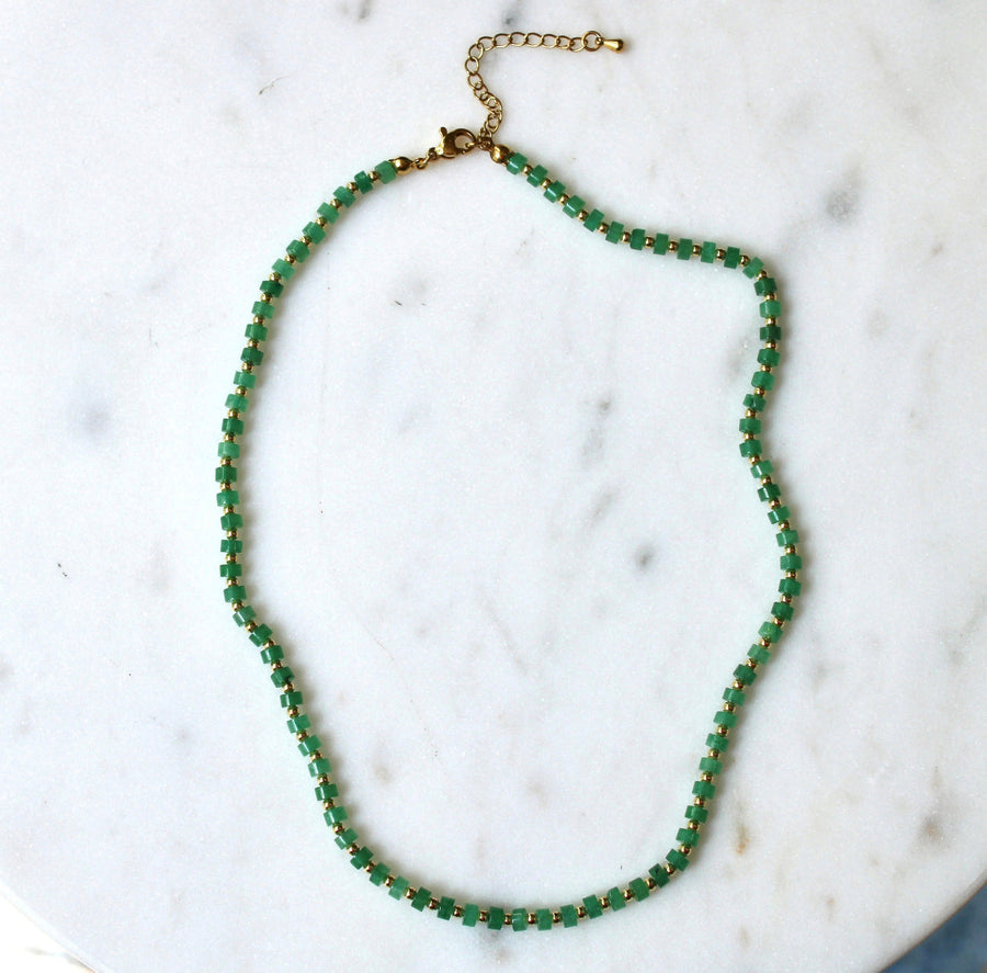 Vivian Grace Jewelry Necklace Green Gemstone Heishi Necklace