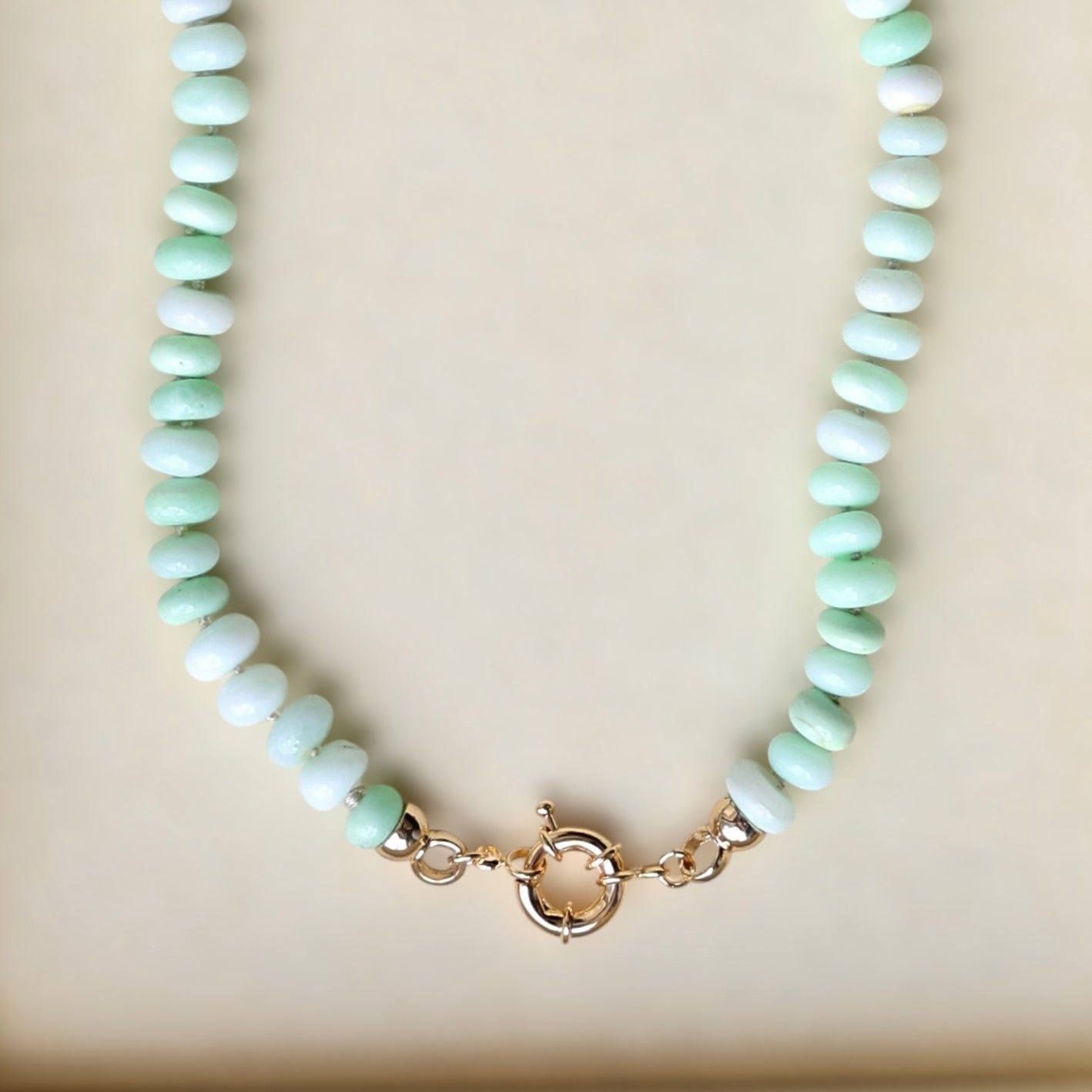 Vivian Grace Jewelry Necklace Mint Peruvian Opal Hand Knotted Peruvian Opal Bead Necklace