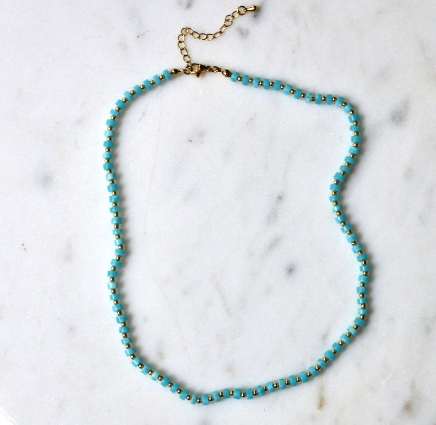 Vivian Grace Jewelry Necklace Ocean Blue Gemstone Heishi Necklace