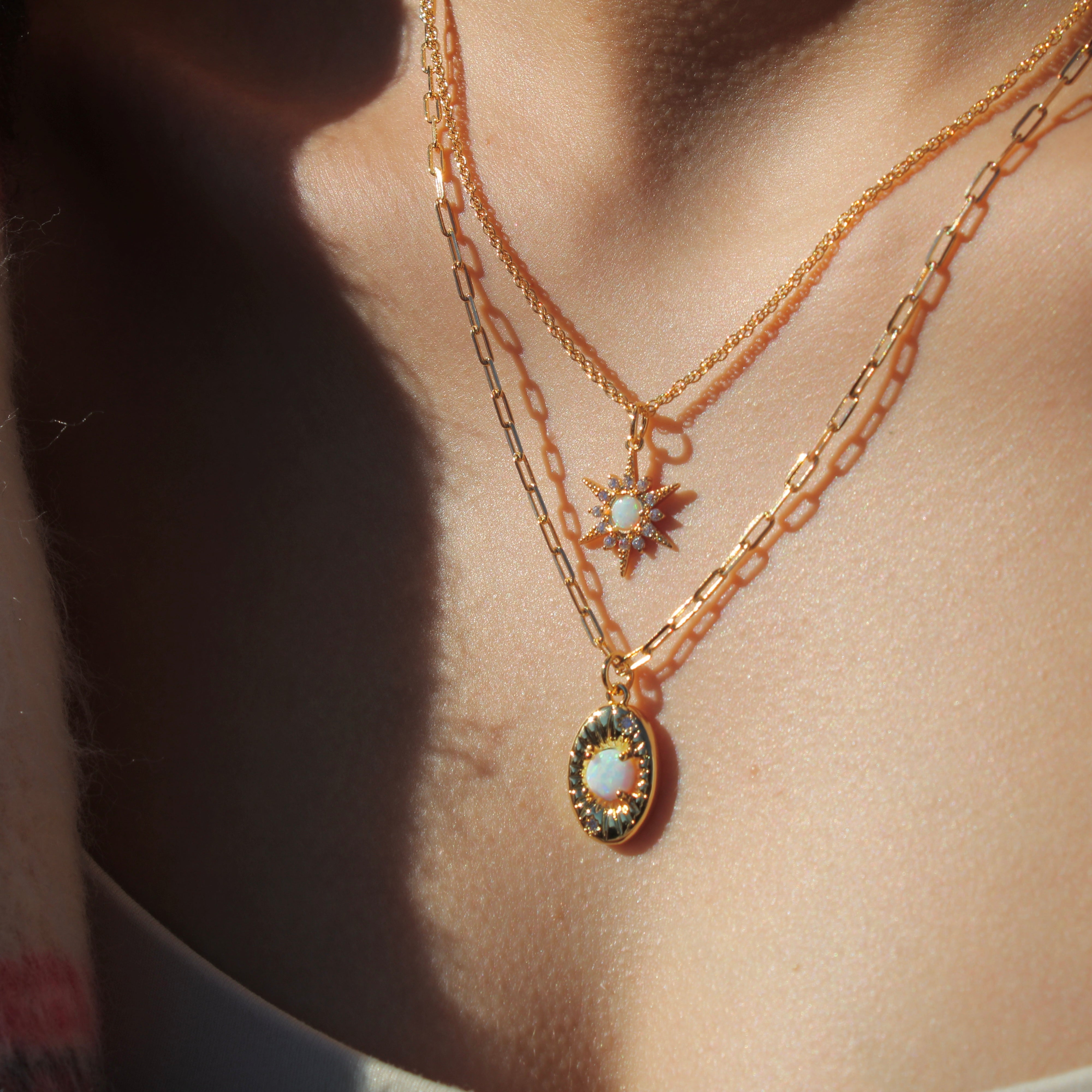 Vivian Grace Jewelry Necklace Opal Crystal Starburst Pendant