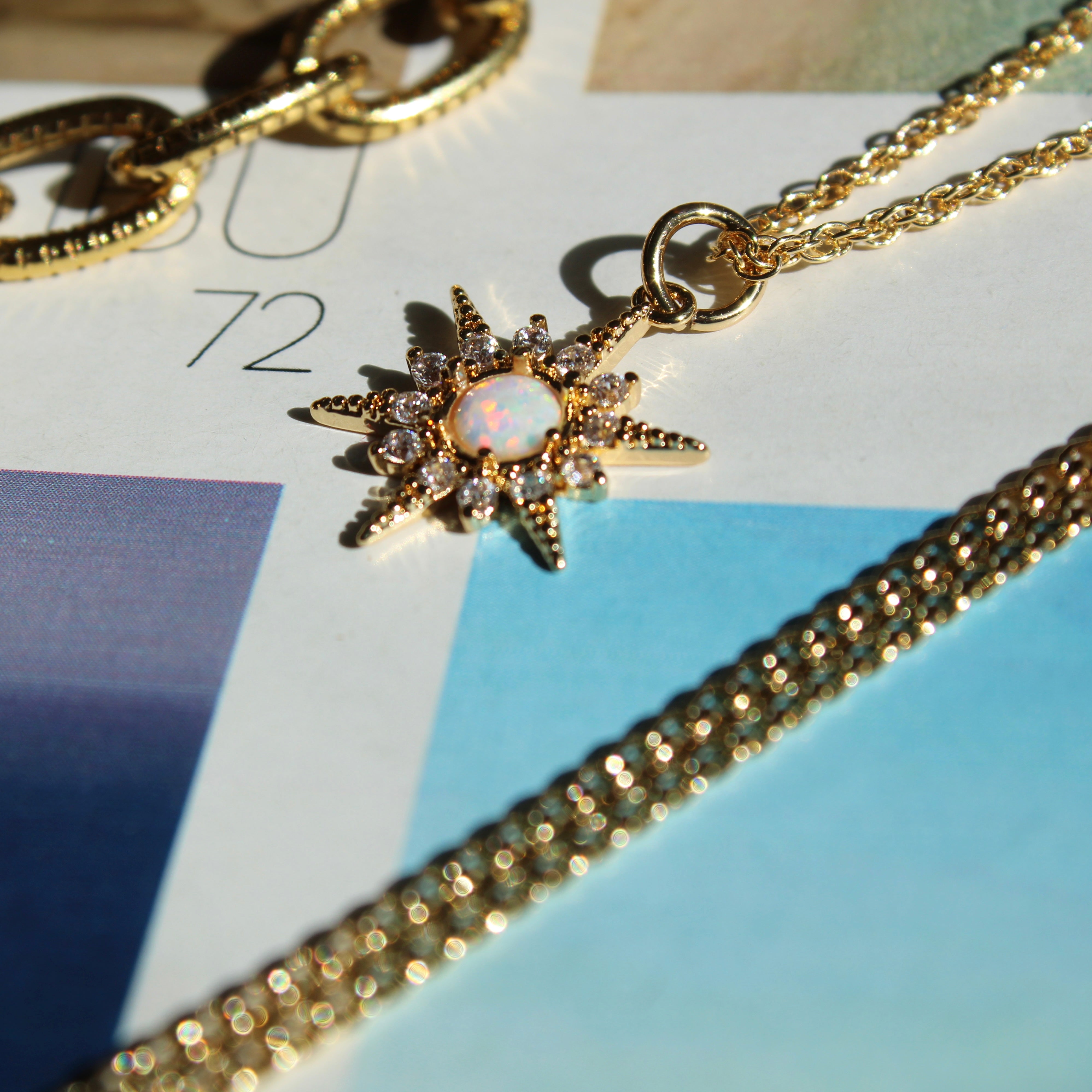 Vivian Grace Jewelry Necklace Opal Crystal Starburst Pendant
