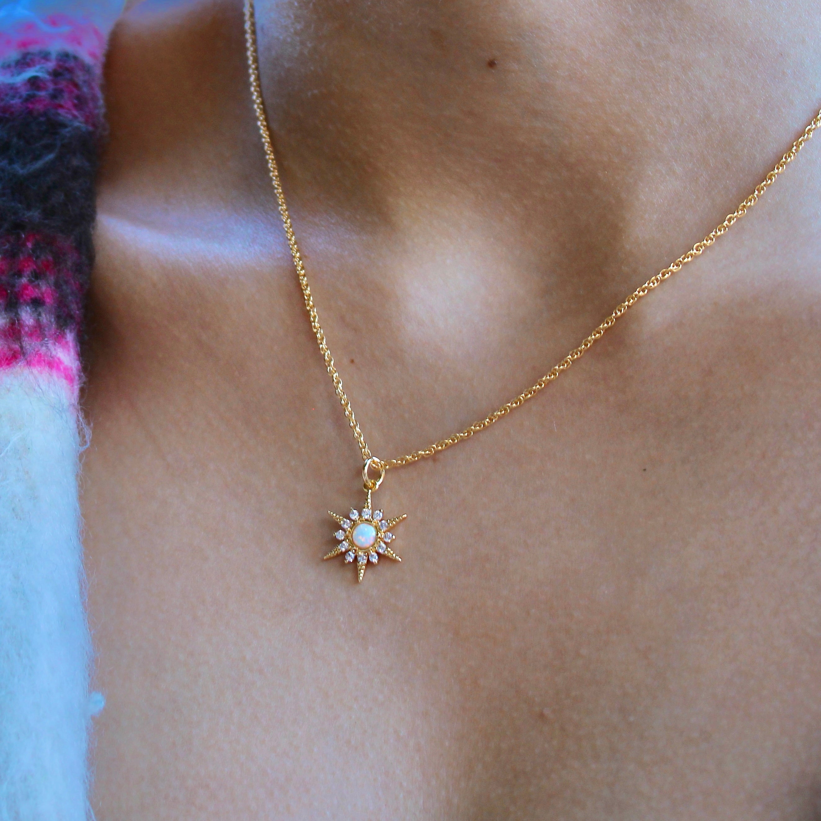 Vivian Grace Jewelry Necklace Opal Crystal Starburst Pendant