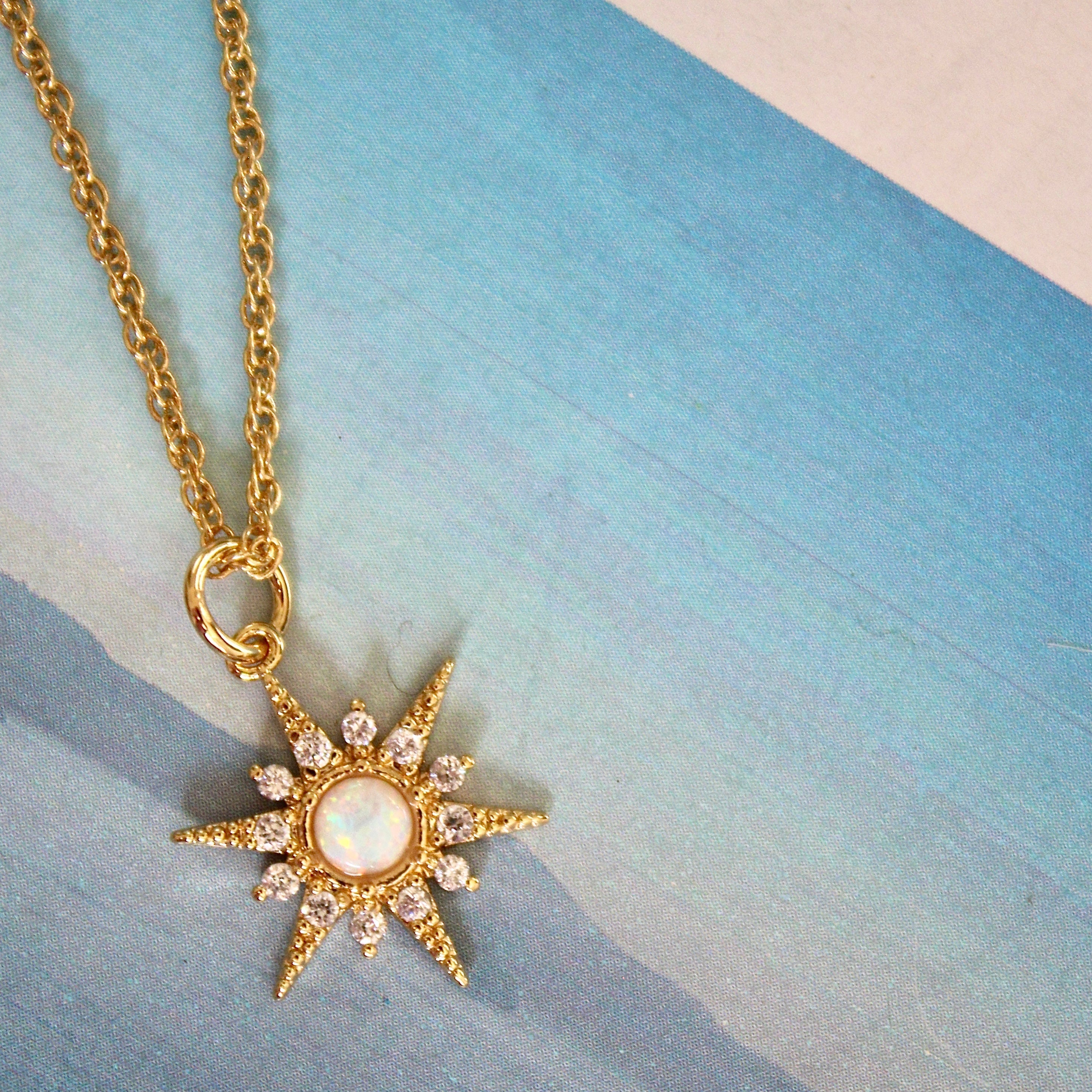 Vivian Grace Jewelry Necklace Opal Crystal Starburst Pendant