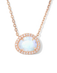 Vivian Grace Jewelry Necklace Rose Gold Skye Halo Moonstone Necklace