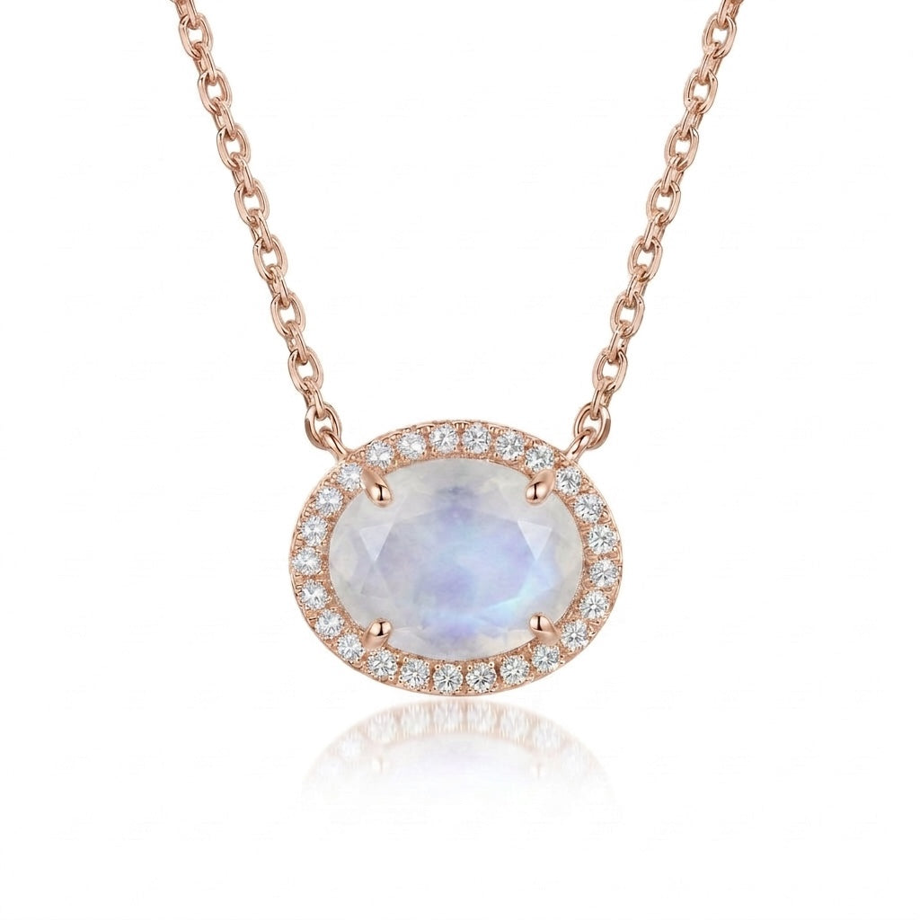 Vivian Grace Jewelry Necklace Rose Gold Skye Moonstone Necklace