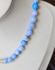 Vivian Grace Jewelry Necklace Round Hand Knotted Peruvian Opal Bead Necklace- 8mm Lavender Blue