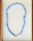 Vivian Grace Jewelry Necklace Round Hand Knotted Peruvian Opal Bead Necklace- 8mm Lavender Blue